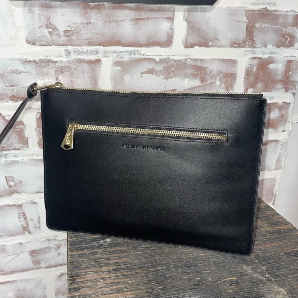 Elegant Black  Clutch with gold tone hardware